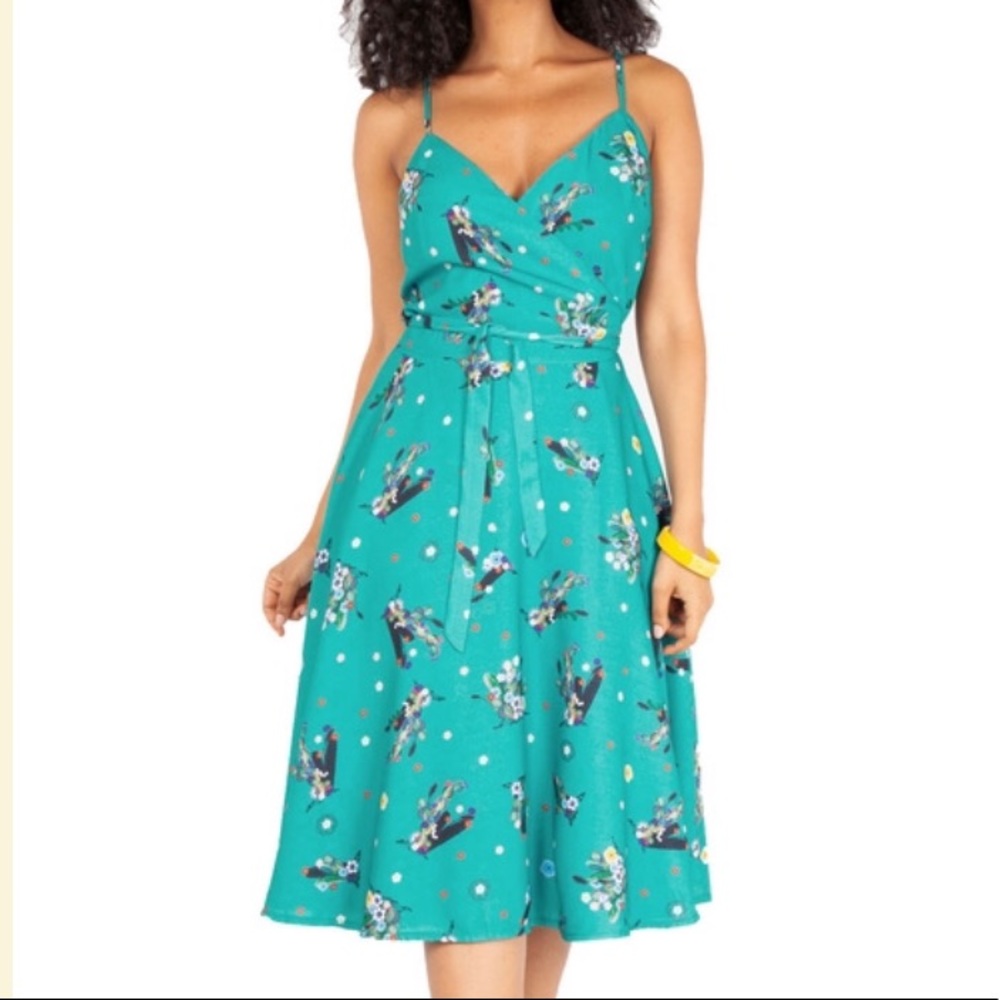 Voodoo Vixen Iris Cactus Wrap A-Line Dress - M